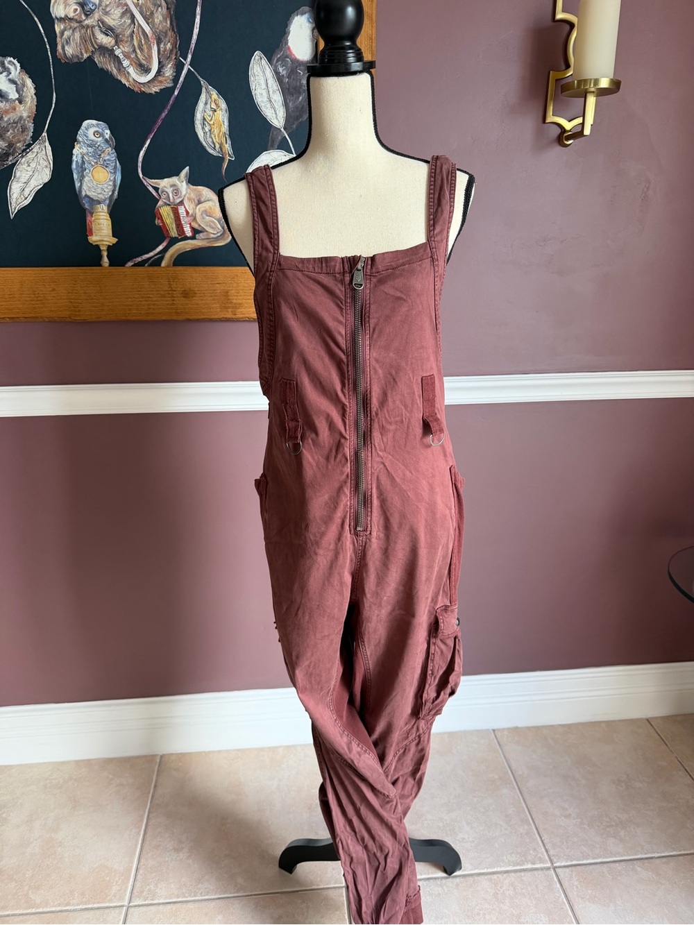Small Free People Movement Withering Rose Fast Track Zip-Front Utility Jumpsuit